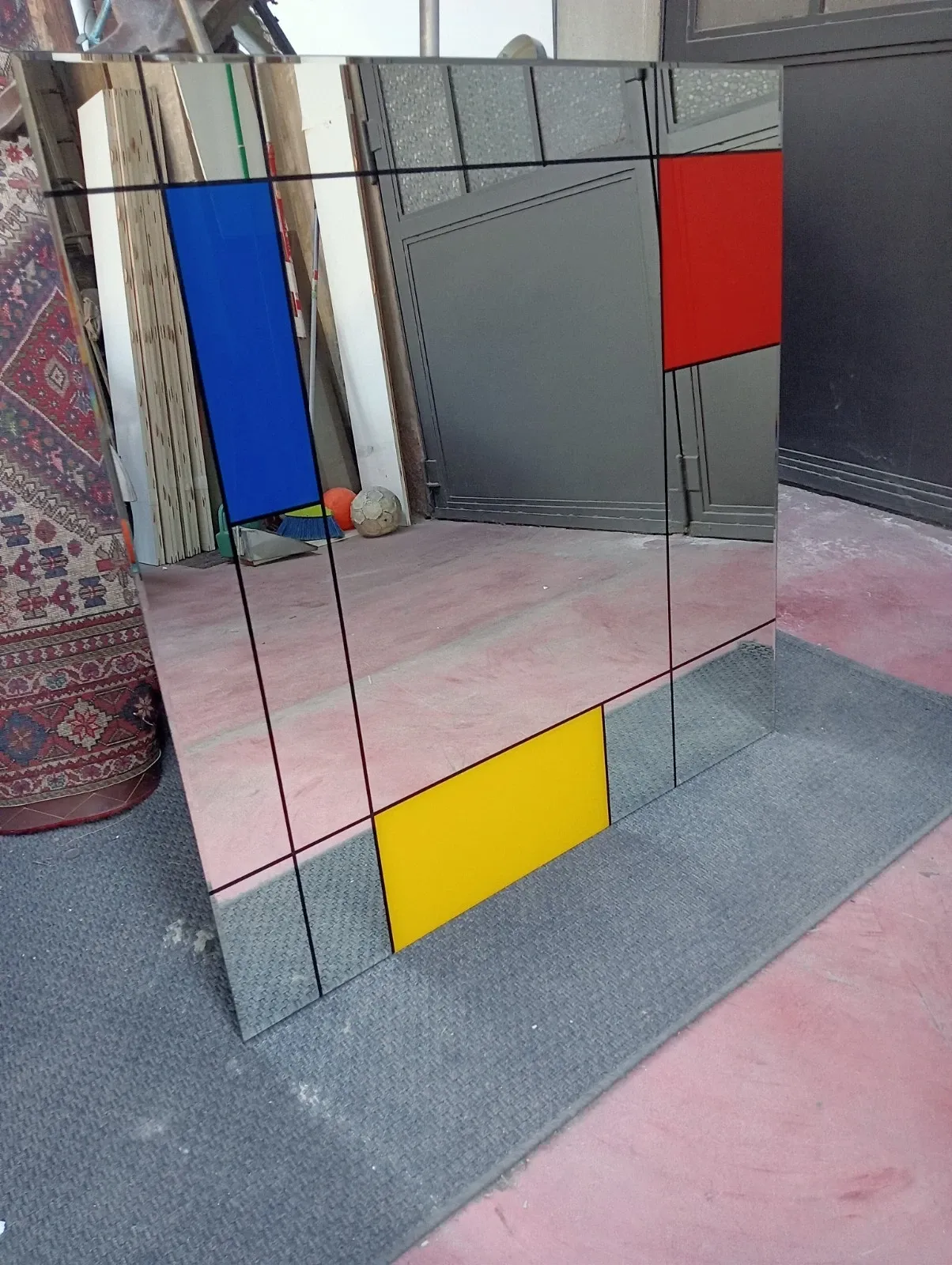 Specchio Mondrian multicolore (anni '80) Main