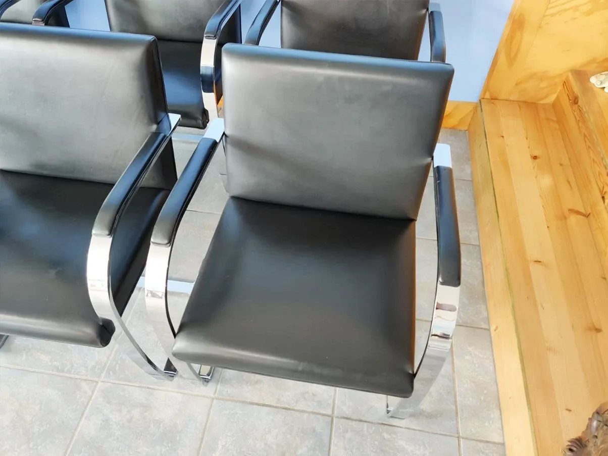 6er-Set Brno Stühle von Mies van der Rohe aus schwarzem Leder 3