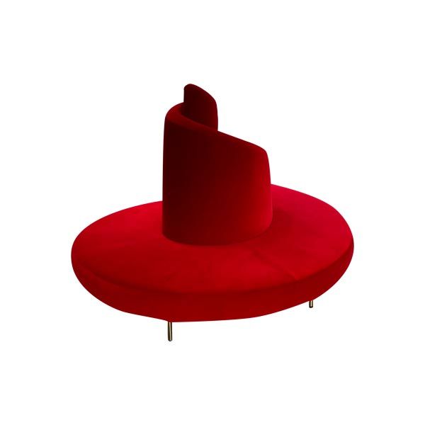 Tatlin round sofa in red velvet, Edra image