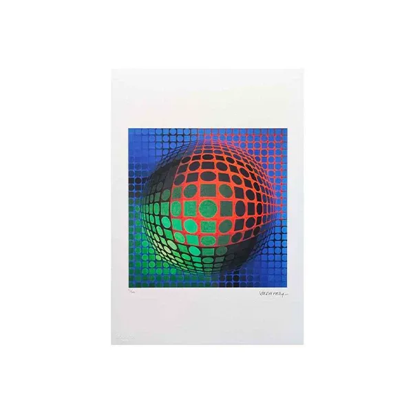 Vintage Lithografie Victor Vasarely Op Art (70er Jahre) 