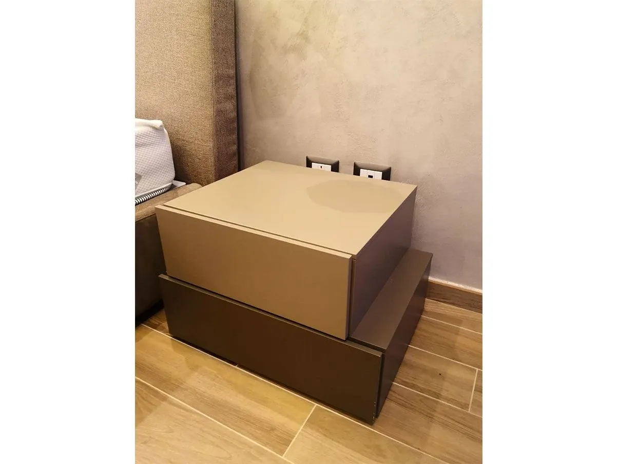 Set 2 Nap bedside tables in lacquered wood (beige-brown), Jesse 1