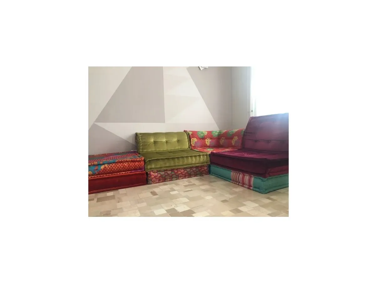 Mah Jong modular sofa in silk and velvet 6