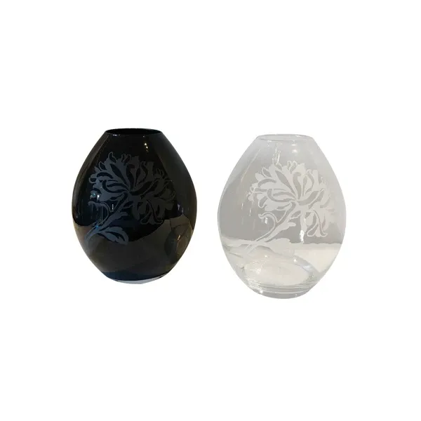 Set of 2 decorative vases in transparent and smoked glass, Kenzo 
