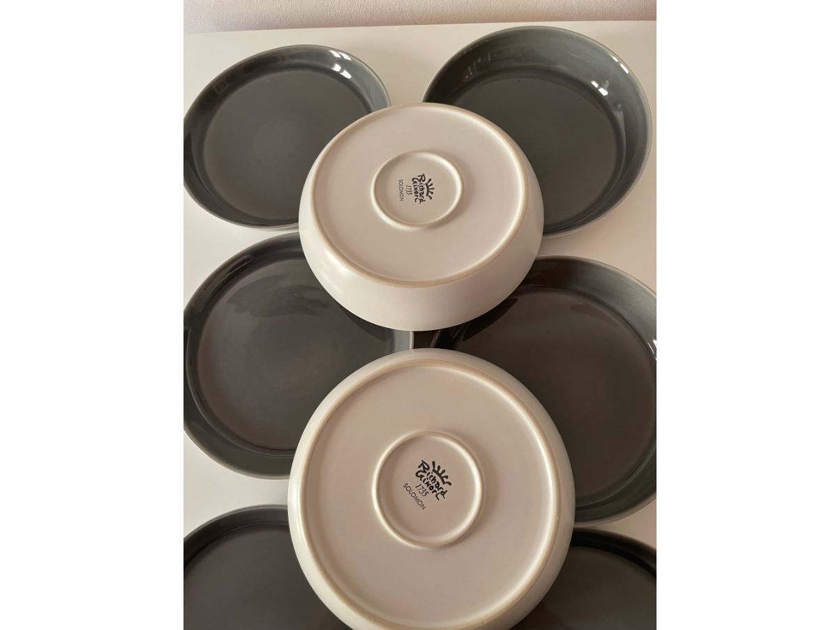Set di piatti Solonon colore grigio e panna Front