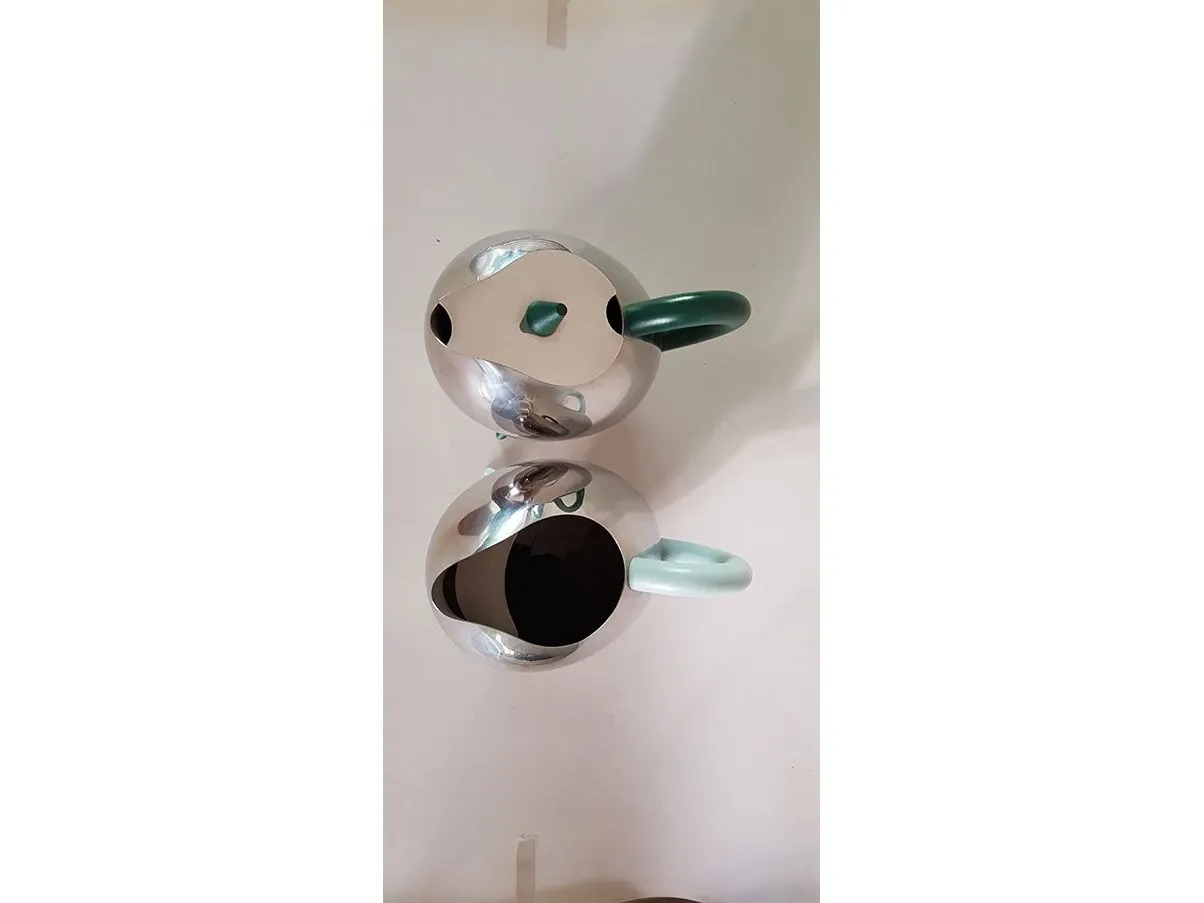 Penguin jug and teapot set in steel, Alessi 1