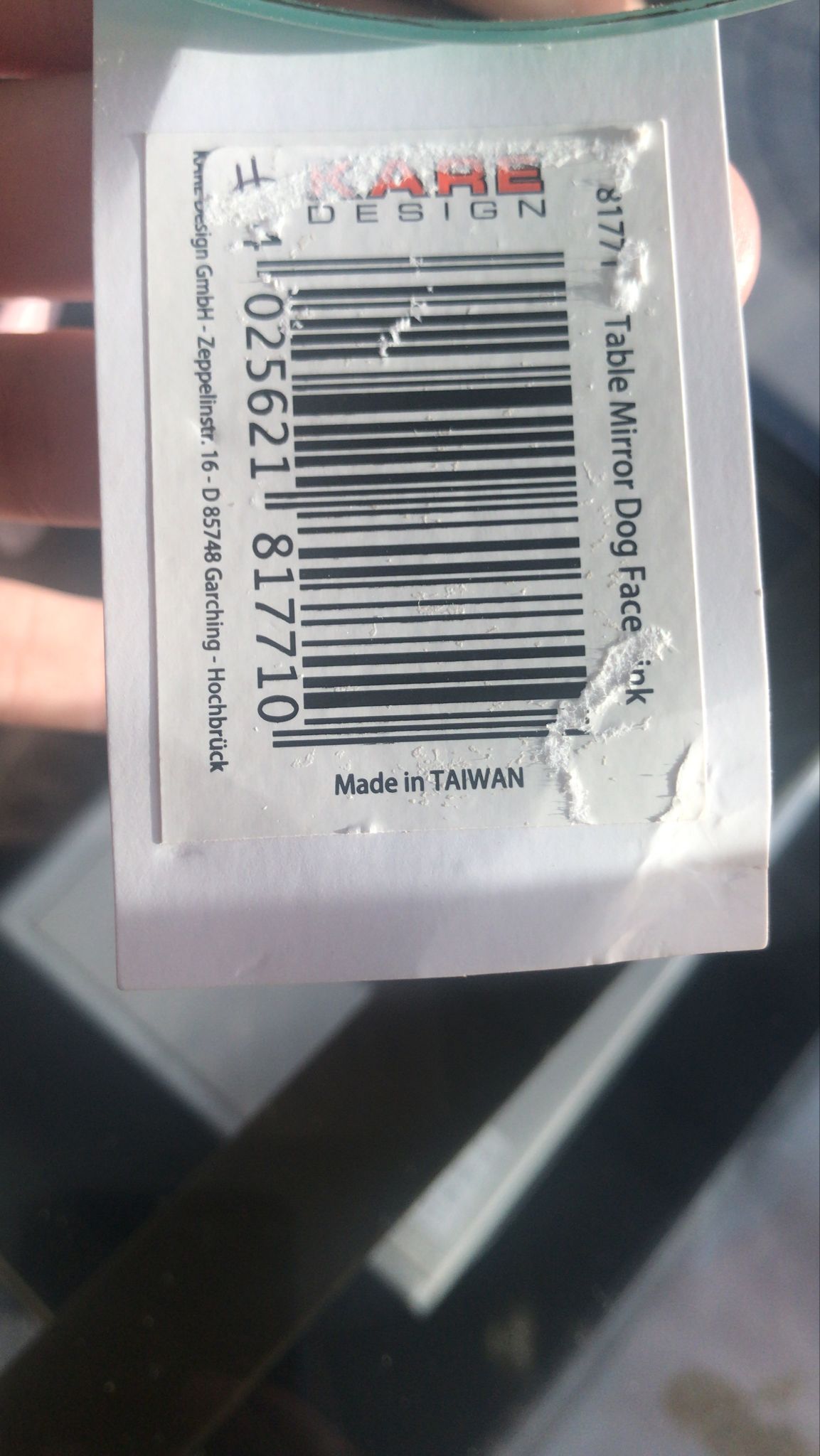 Specchio da tavolo Dog Face in metallo rosa Brand