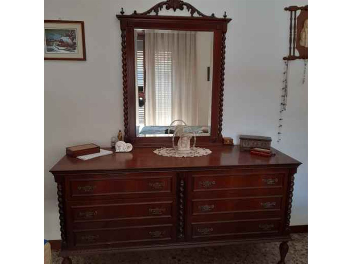 Chest of drawers with vintage wooden mirror (1960s)