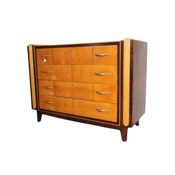 Cassettiera vintage in legno e ottone (anni '50), 