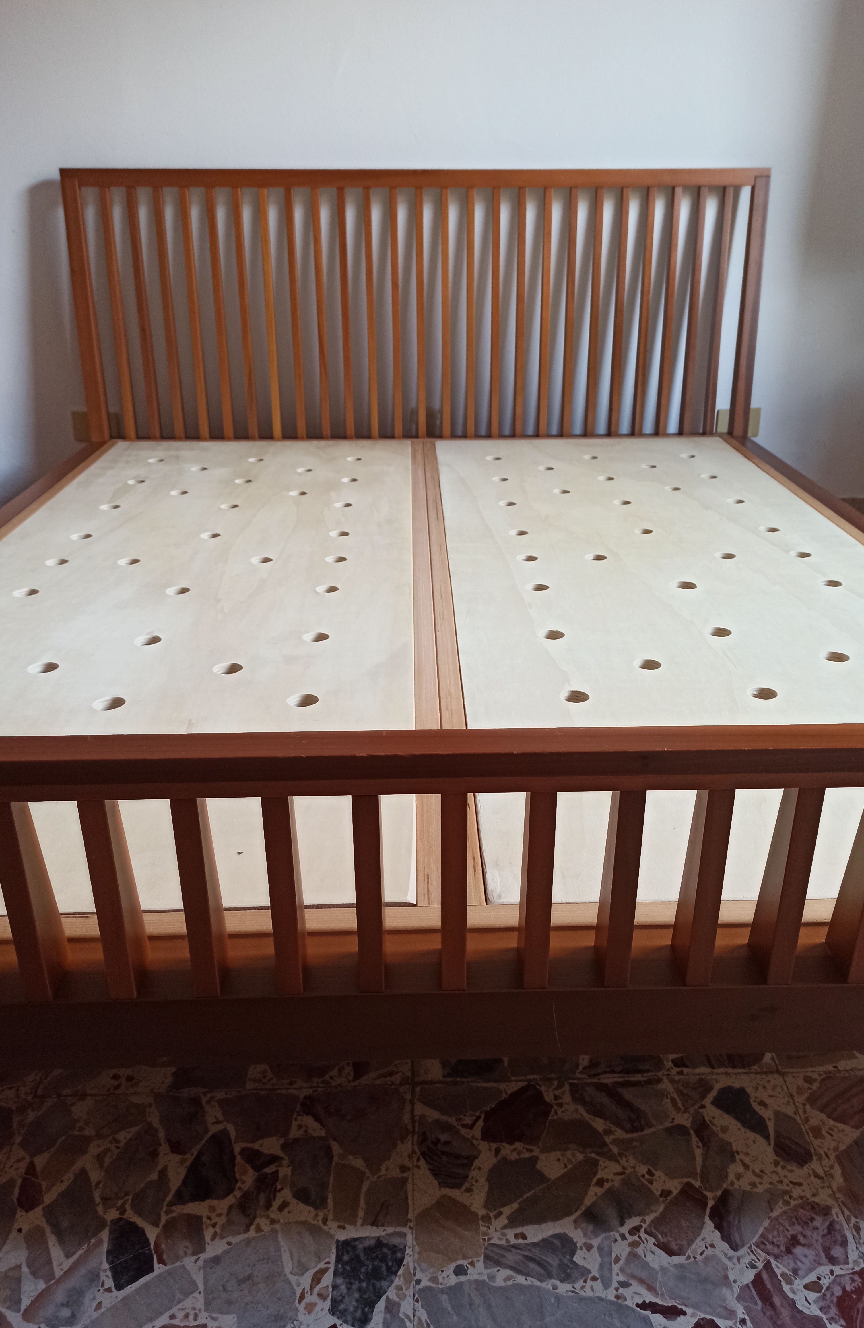 Doppelbett aus Kirschholz (1990er Jahre) Front