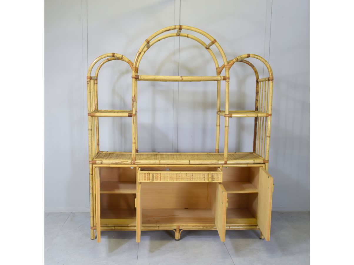 Mobile contenitore in rattan e bambù (anni '60) Front