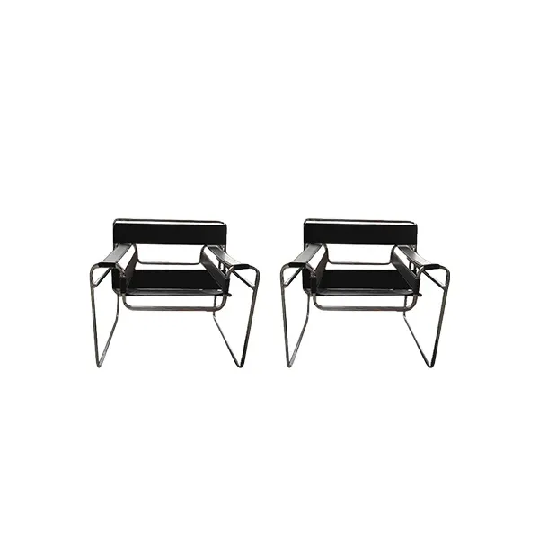 Set of 2 Wassily 135 armchairs in chromed steel and leather, Alivar image