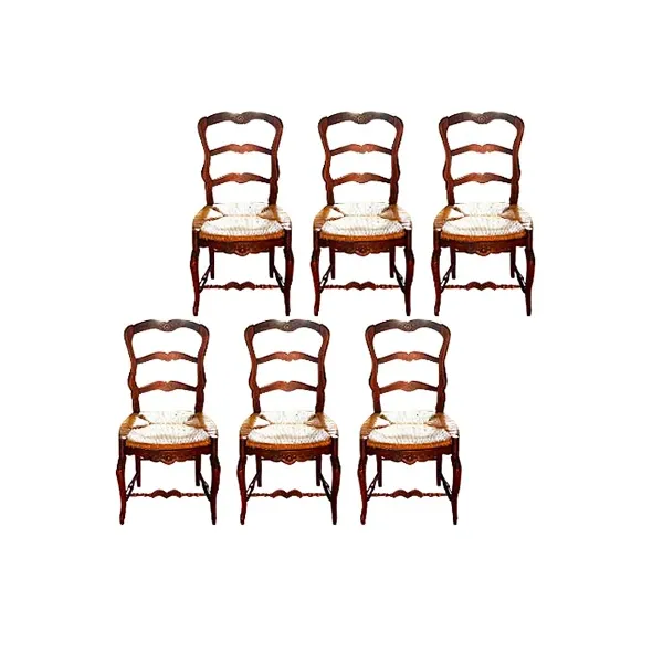Set of 6 Provencal chairs in solid oak image