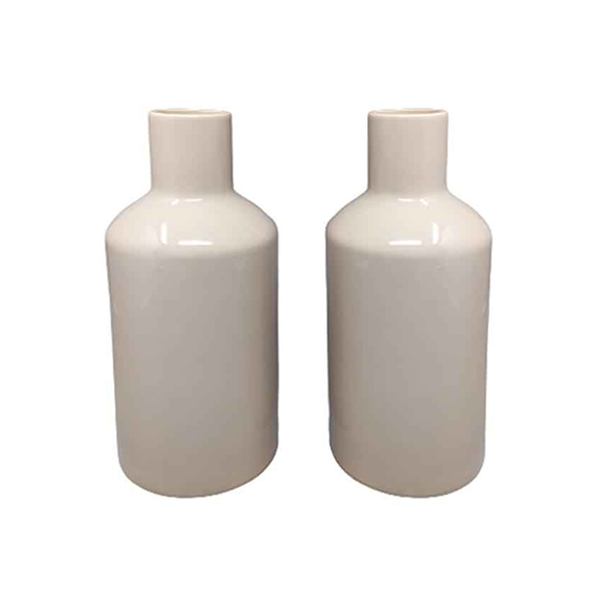 Set of 2 vintage ceramic vases (beige) by F.lli Brambilla, image