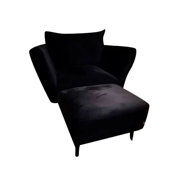 Set poltrona e pouf in velluto (nero) 2