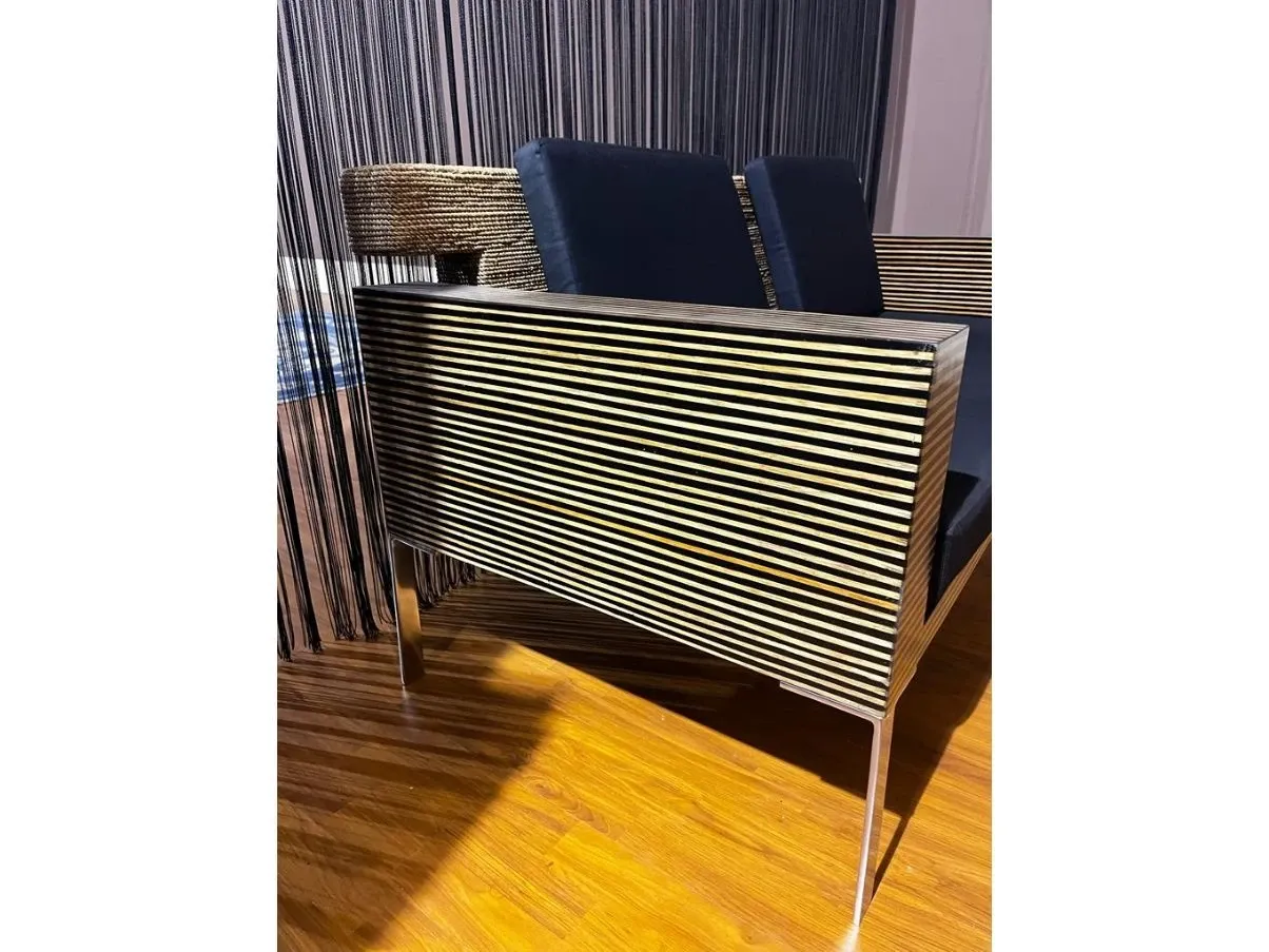 2 seater sofa in wood and Abaca, Intrecci 4