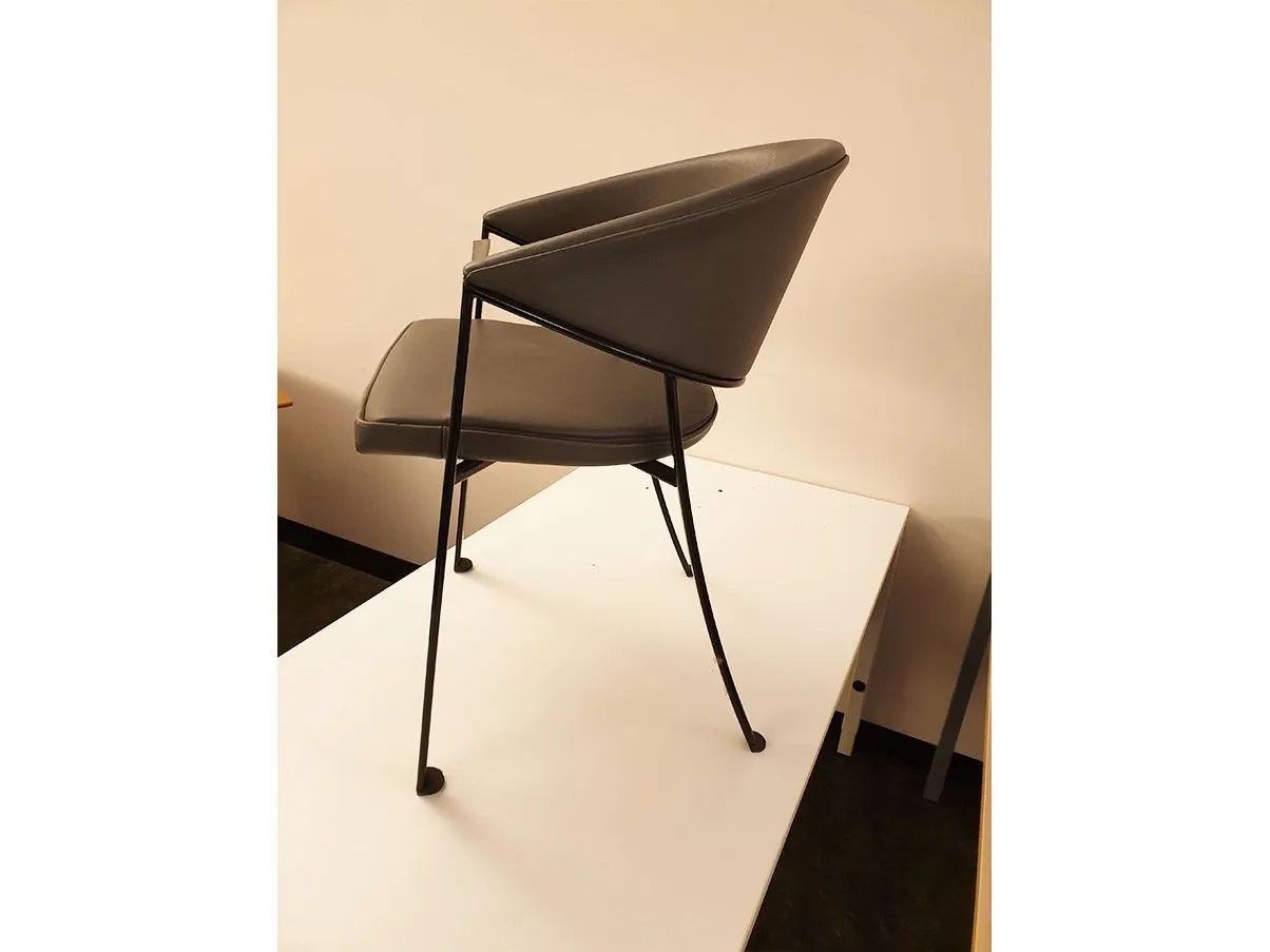 Sedia vintage Blenda acciaio e pelle (grigio), Matteograssi 3
