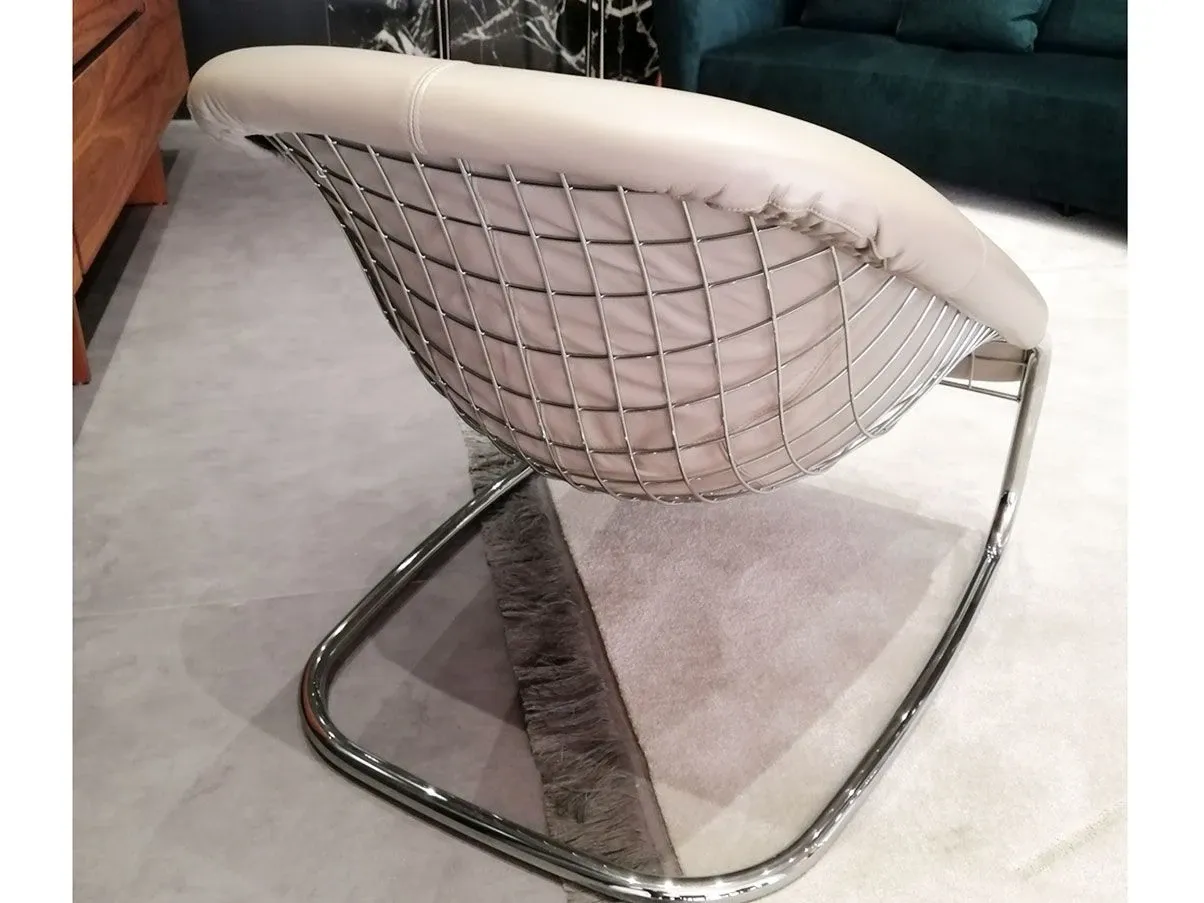 Cortina armchair in metal and leather, Minotti 1