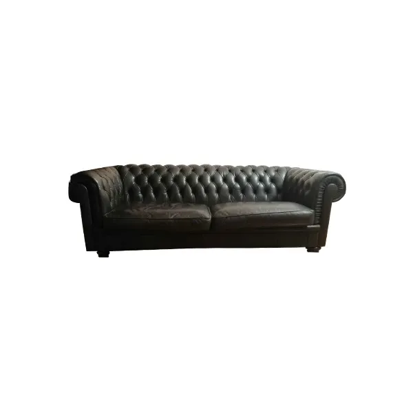 King 2102 3 seater sofa in leather (black), Natuzzi image