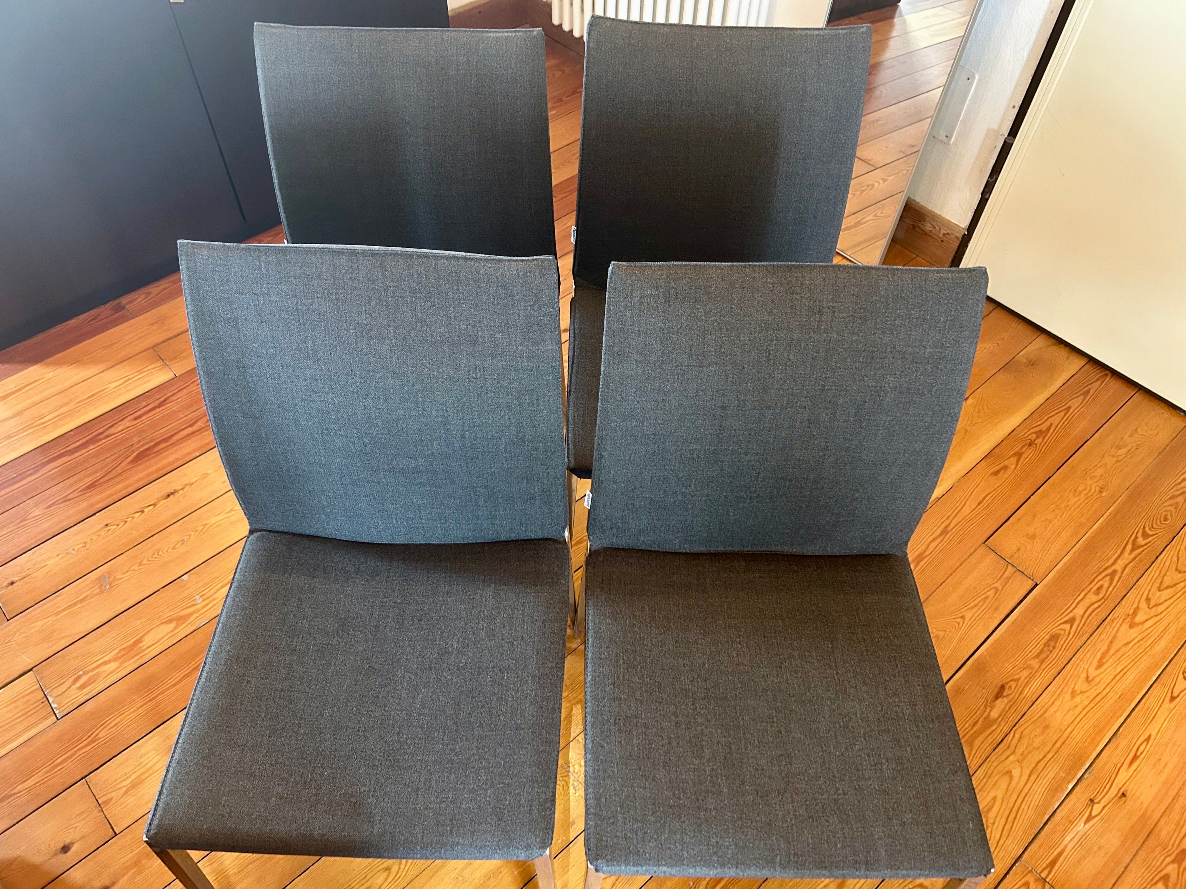 Set of 4 Lia Grey Fabric Dining Chairs by Roberto Barbieri Main