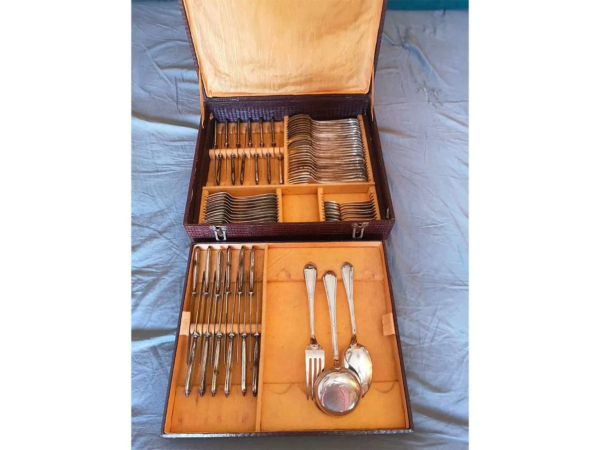 Vintage Silberbesteck für 12 Personen aus 800er Silber (1930er Jahre) 5