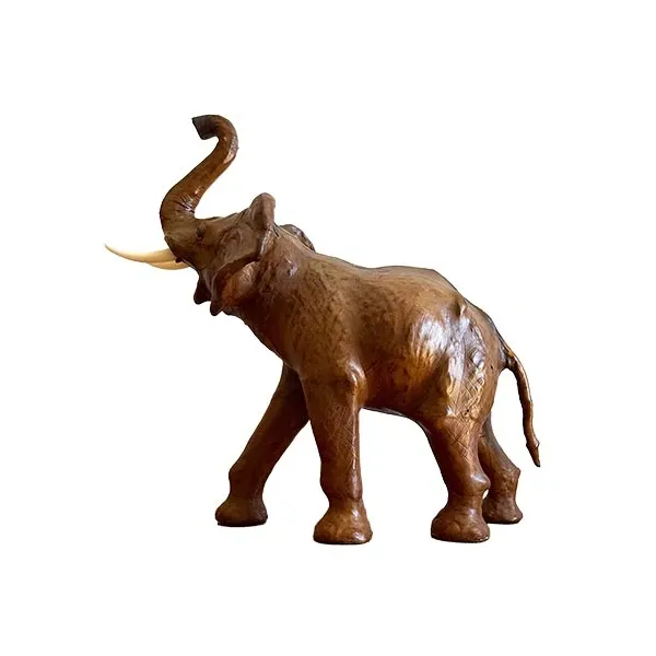 Vintage elephant leather and glass statue (brown) image