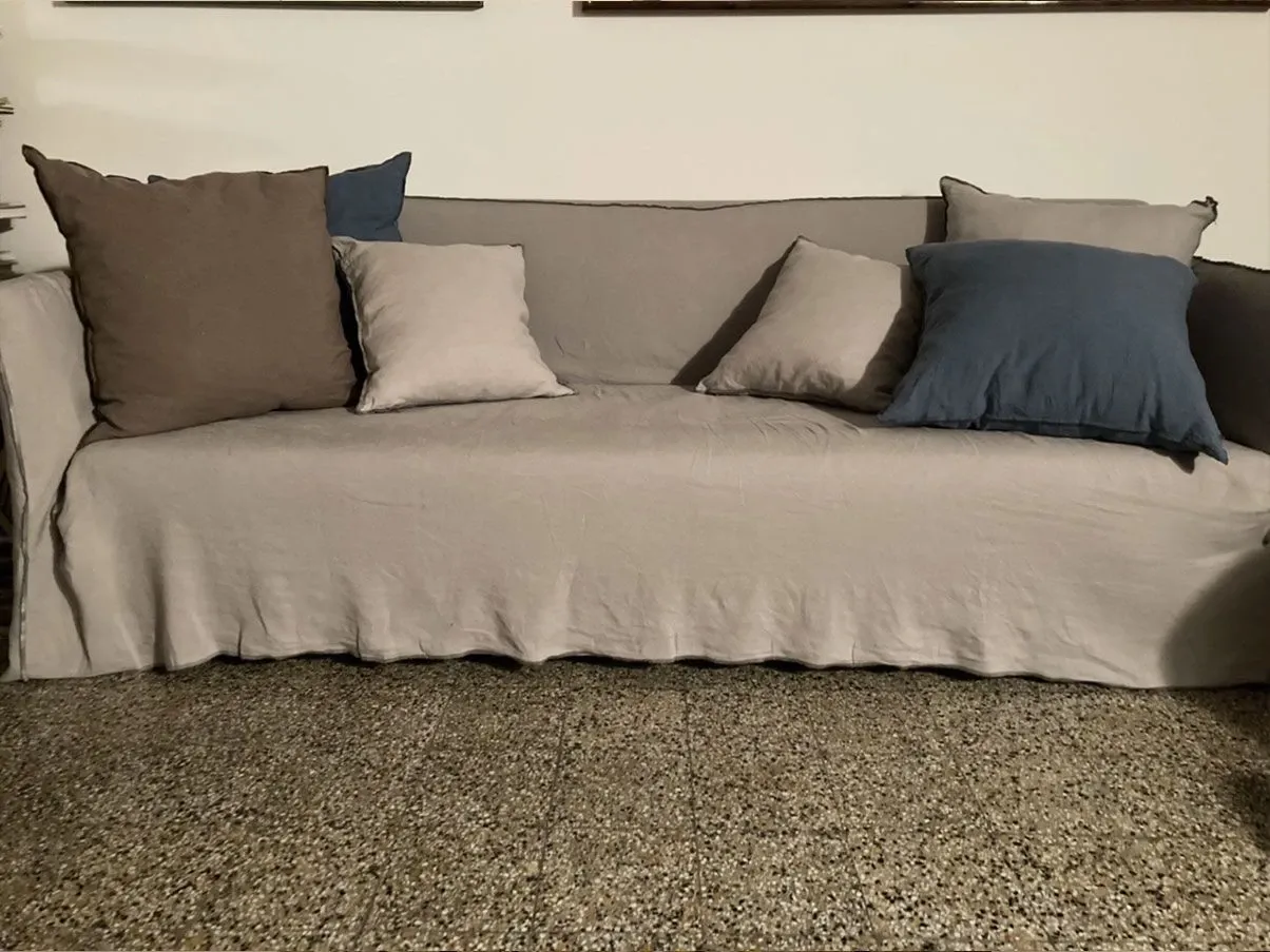 Ghost 3-seater sofa in removable linen (grey), Gervasoni 7