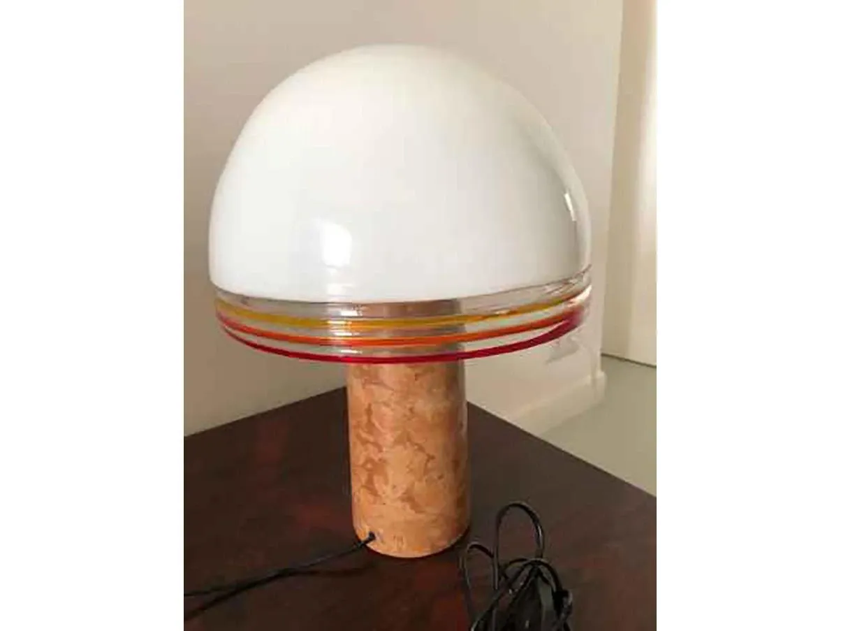 Febo table lamp in marble and glass (1970s), Leucos 2