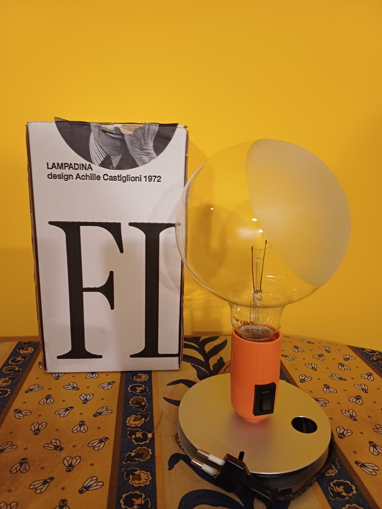 Orange and Clear Table Lamp by Achille Castiglioni Main