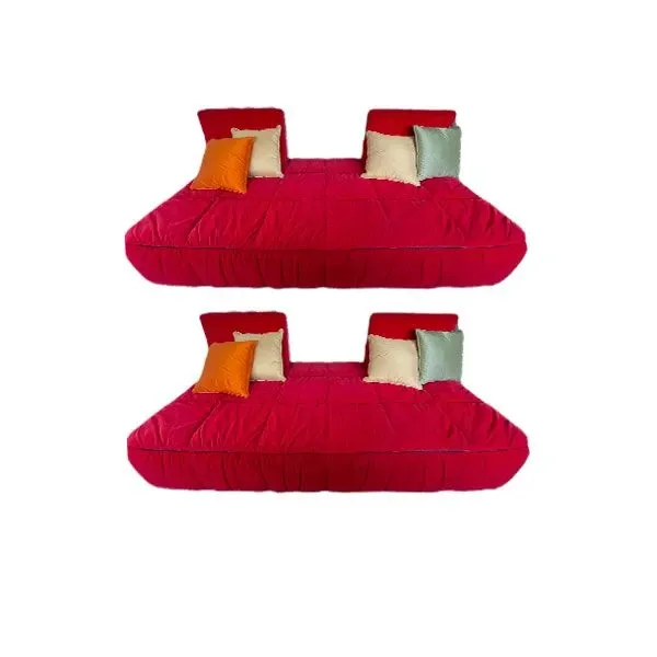 Set of 2 Strips sofa beds in velvet (red), Arflex 1