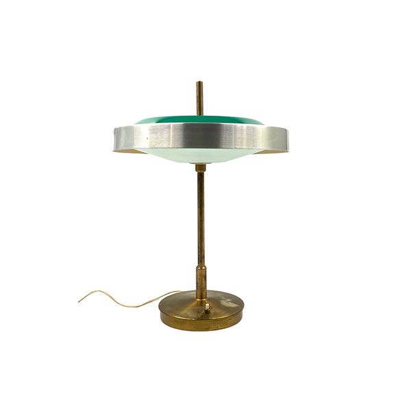 Lampada da tavolo in ottone e vetro vintage (anni '60), Lumi image