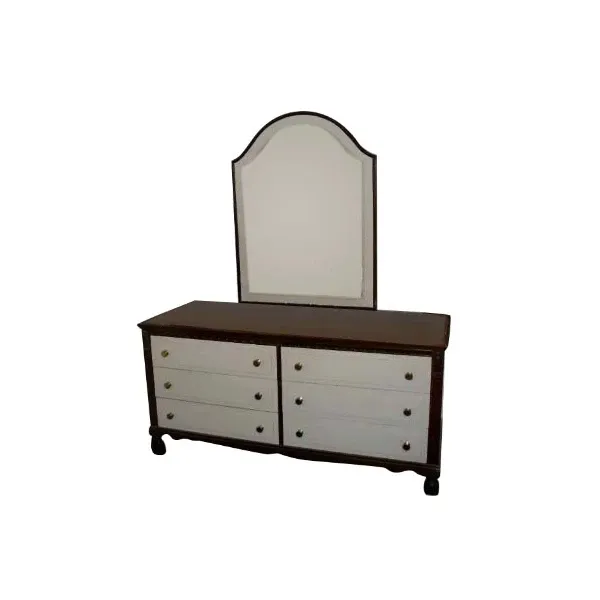 Vintage wooden chest of drawers with drawers and mirror, image