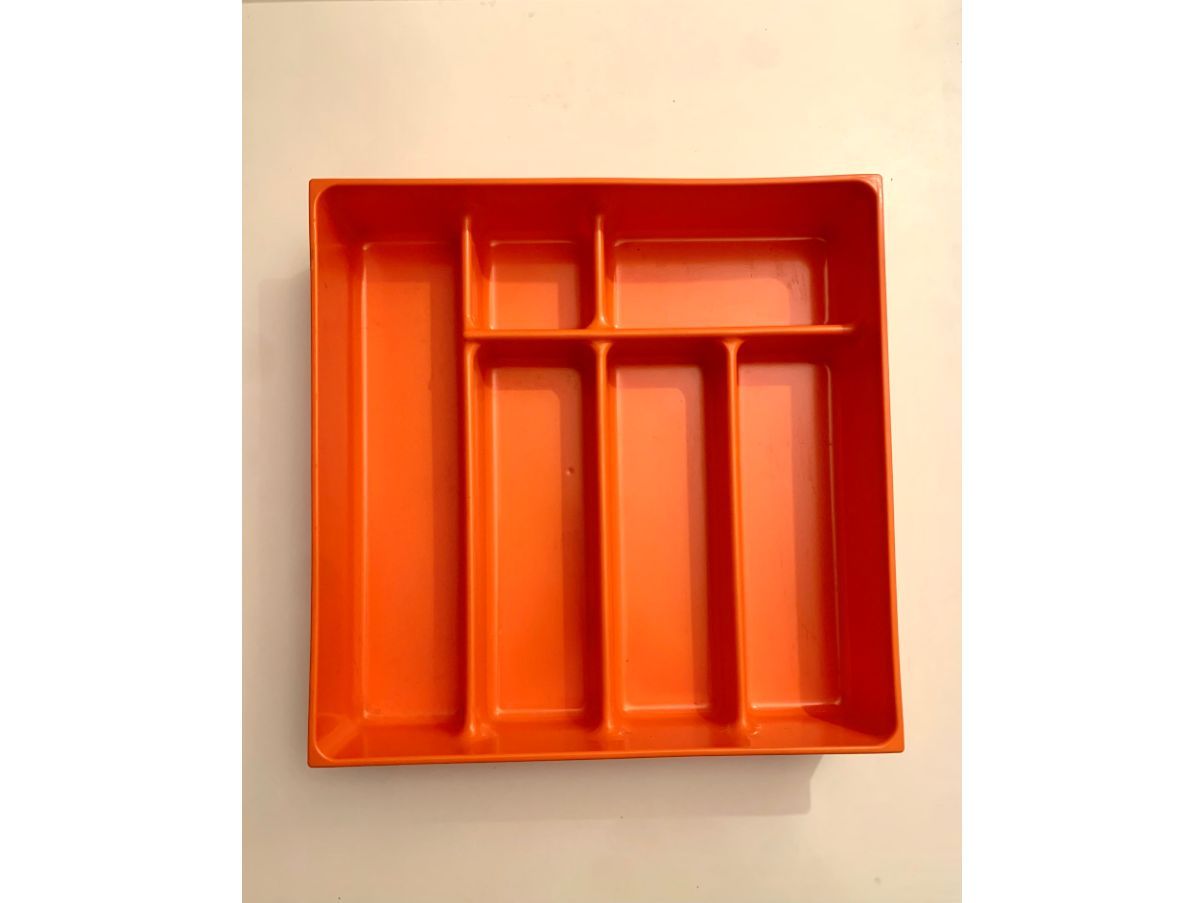 Vintage orange Aufbewahrungsbox (70er Jahre) Side
