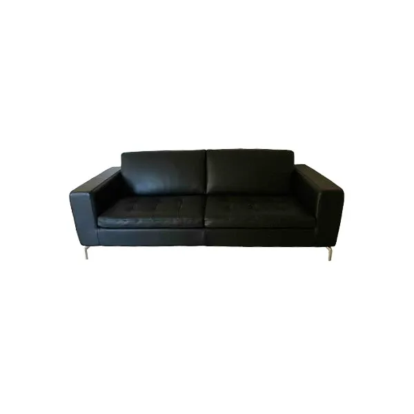 Savoy 3 seater sofa in steel and leather (black), Natuzzi image