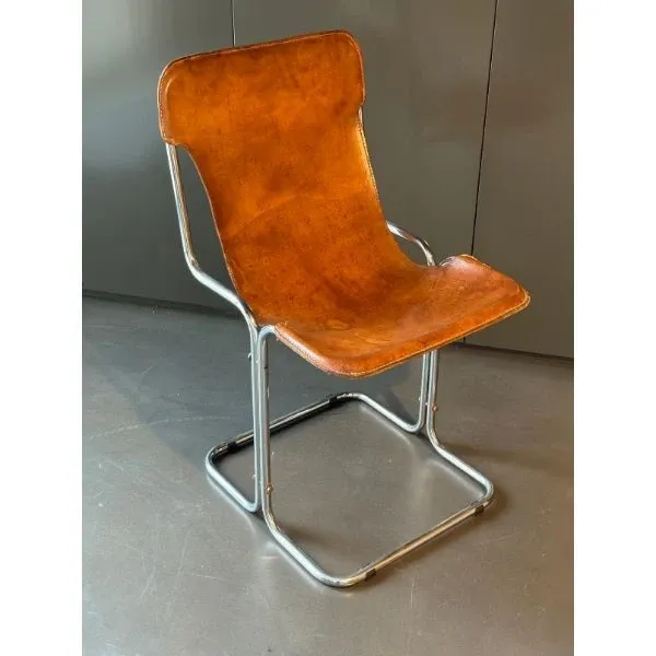 Vintage Calla leather and chrome chair by A. Ari Colombo, Arflex image