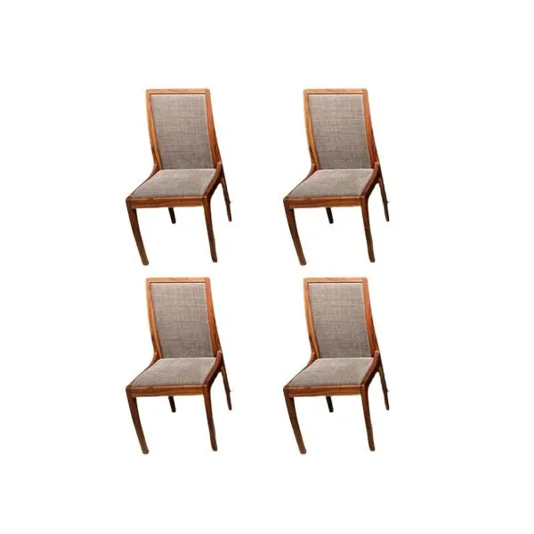 Set of 4 chairs in walnut and fabric, Arte Botto image