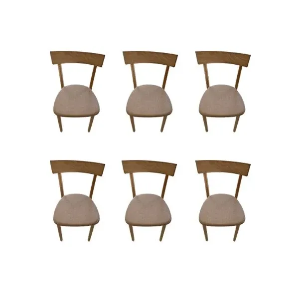 Set of 6 Sofia chairs in solid wood and fabric, Fem image