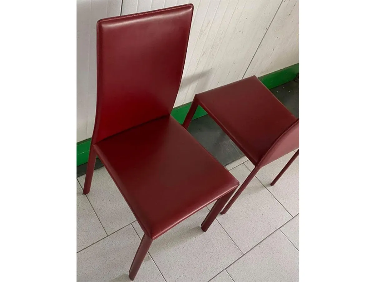 Sedia Bordeaux metallo rivestito in cuoio (bordeaux), MD Work 