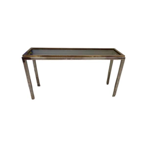 Vintage console in brass and smoked glass (1980s), image