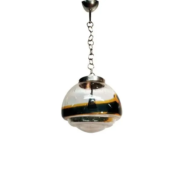 Glass pendant lamp with colored details (1970s) image