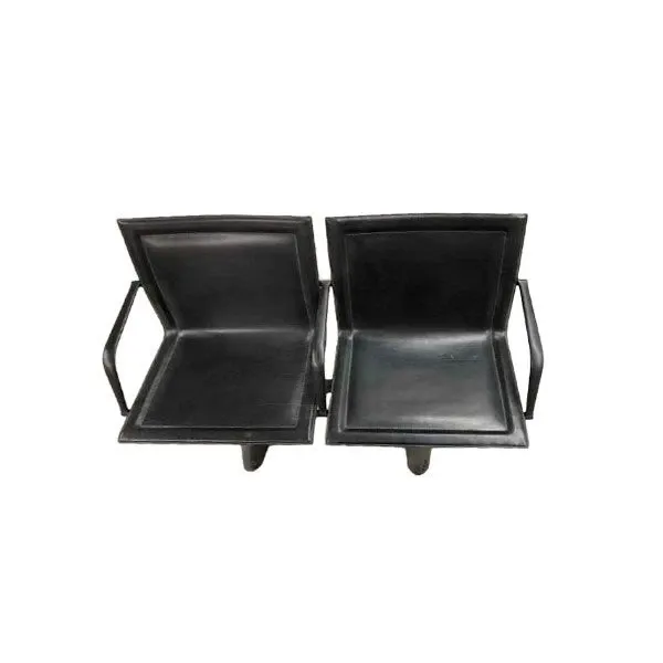 Wartebank 2-Sitzer Leder (schwarz) 