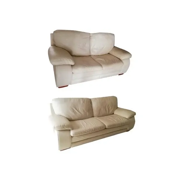 Set of 2 3 and 4 seater sofas with armrests in faux leather (beige), image