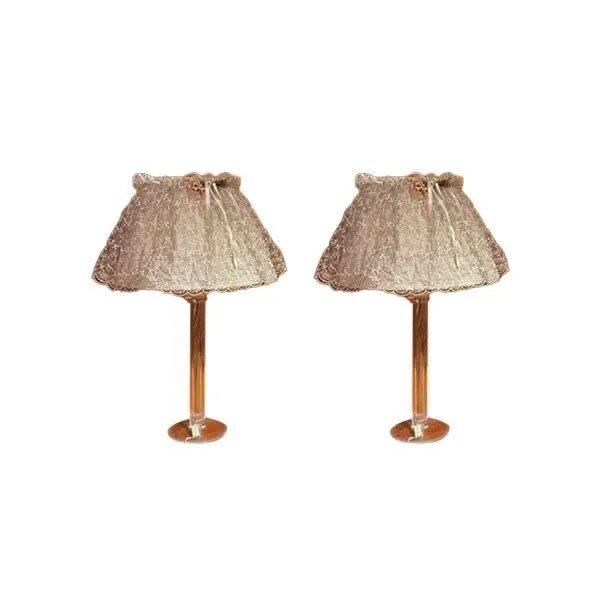 Set of 2 table lamps in glass and fabric, Interni Luce 