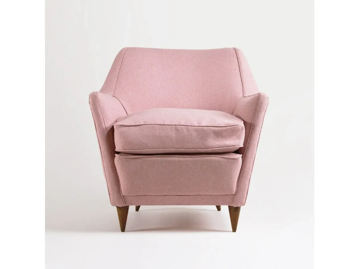 Poltrona vintage in tessuto rosa (anni '50),  2