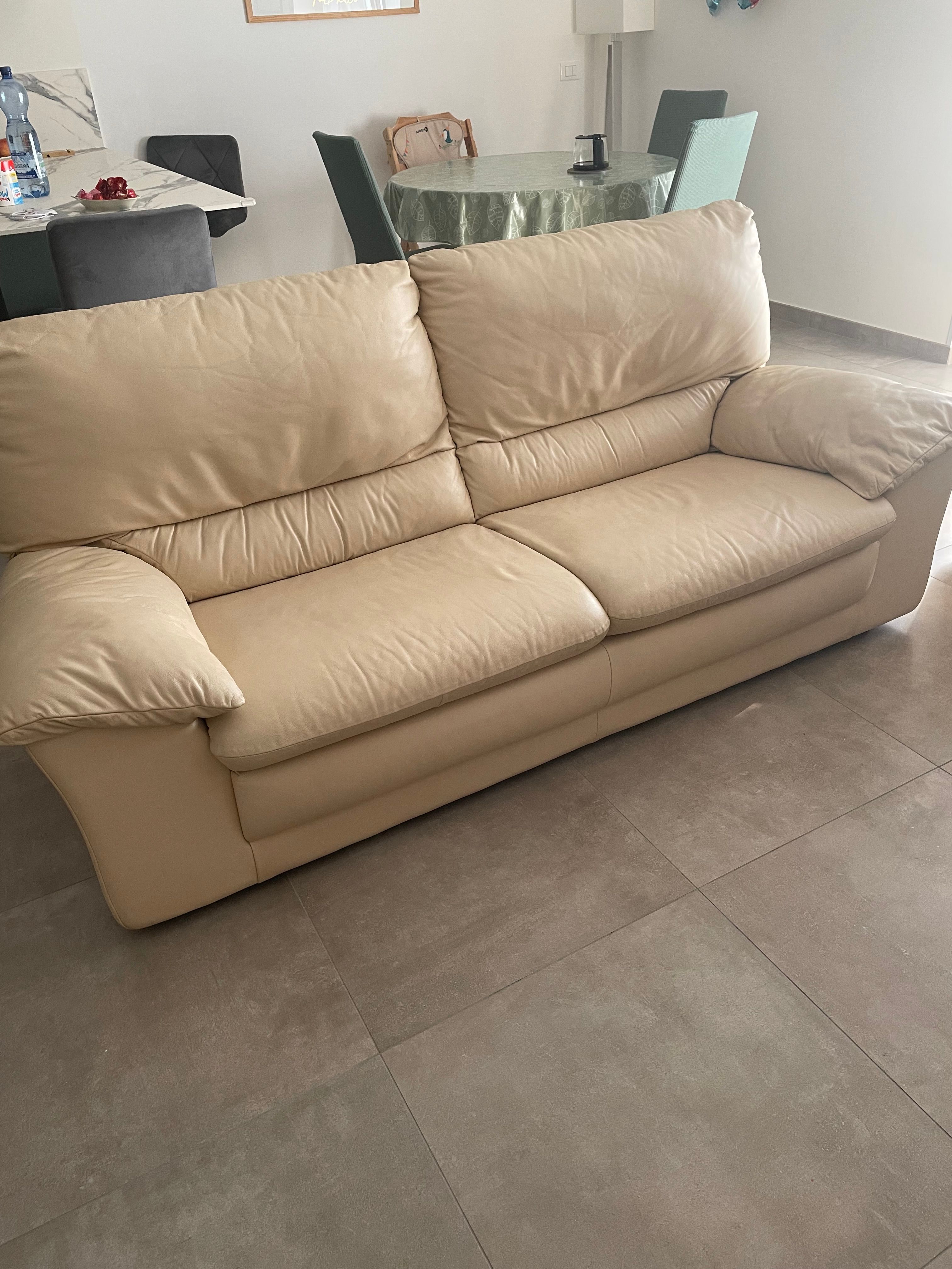 Divano 3 posti in pelle (beige) Side