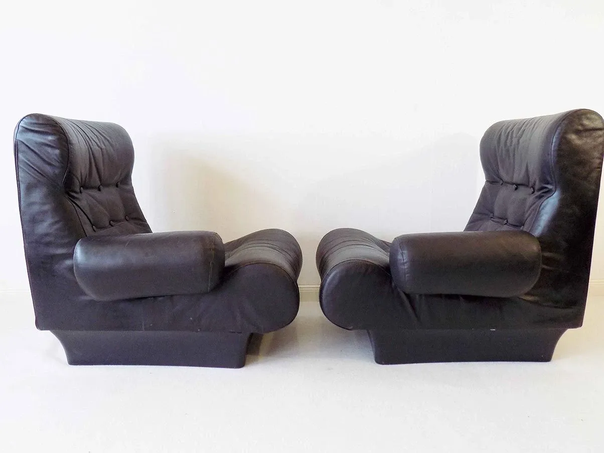 Set of 2 modular armchairs Sofalette leather (black), Otto Zapf 5