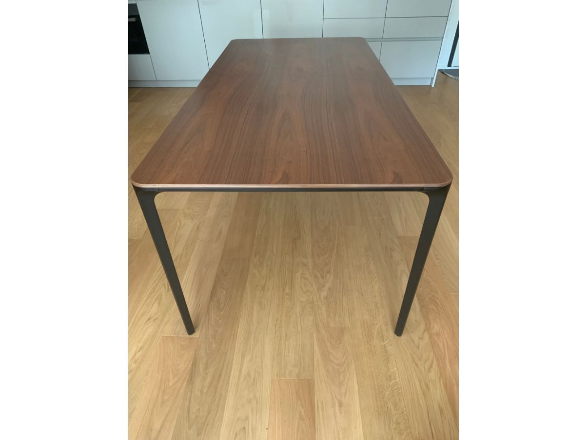 Rectangular table in aluminum and canaletto walnut by Matthias Demacker, Sovet Side