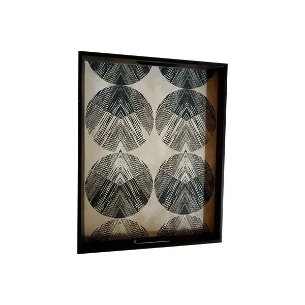 Chevron tray in wood with frame (black) 