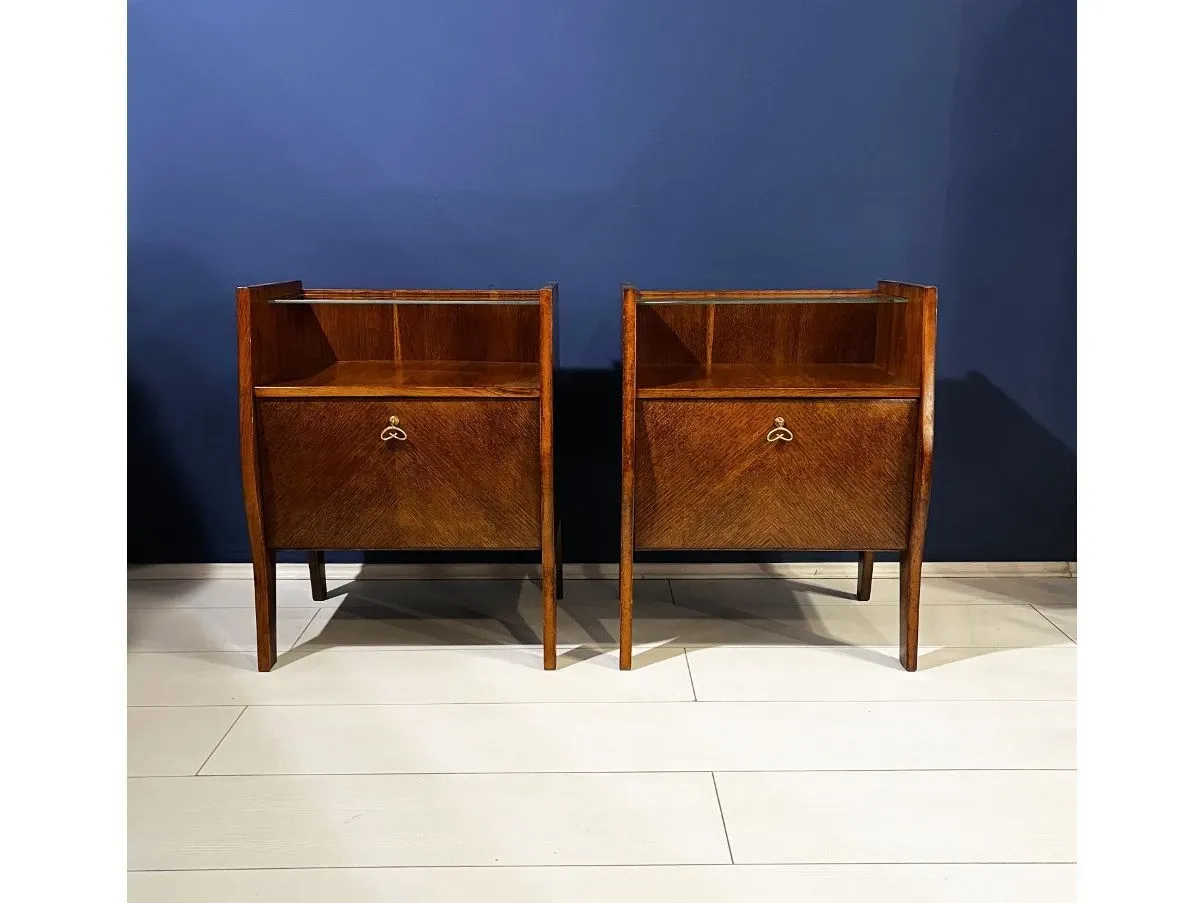 Mar.c.a. Design - Comodino Vintage 3 Cassetti con Piedini a Cipolla 43x32x64 cm - Mobile Arte Povera in Legno Made in Italy