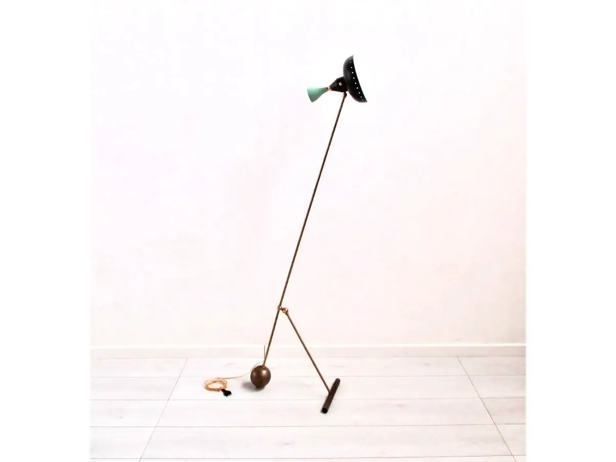 Lampada da terra vintage in ottone (anni '50),  3