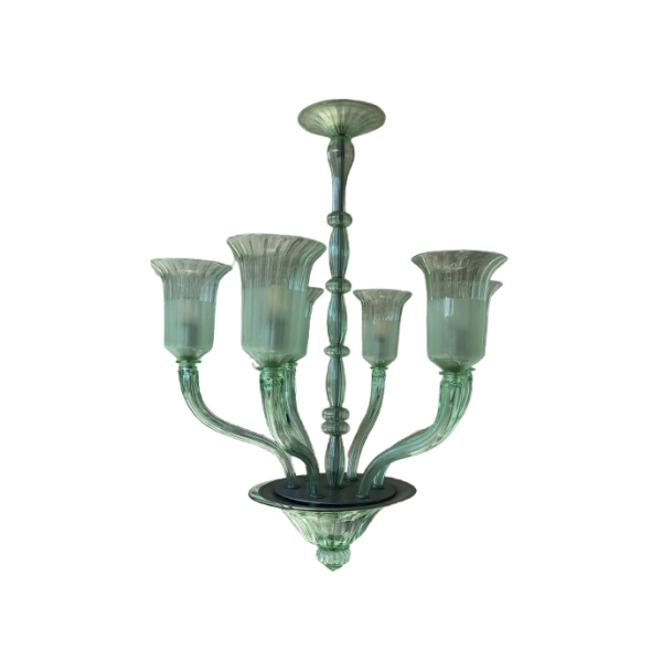 Lampadario a 6 luci in vetro soffiato (verde), Venini image